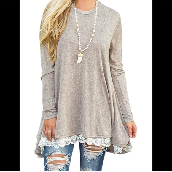 Tops - Lace trim tunic/dress. EUC